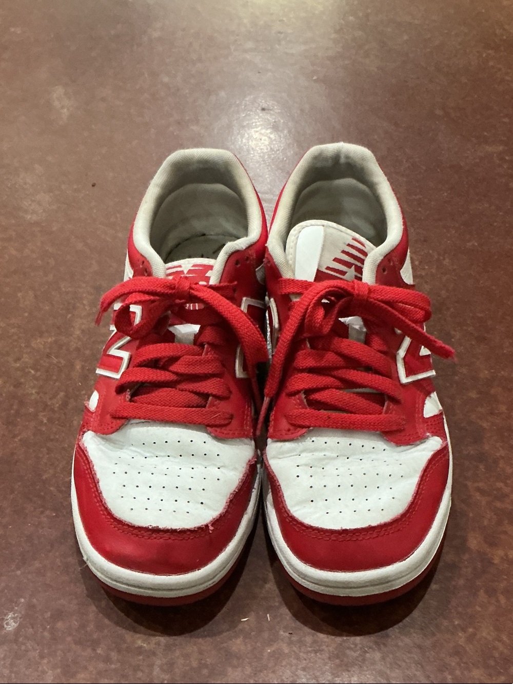New Balance Kids Red and White Casual Lace-Up Sneakers